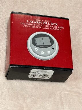 Restoration Hardware Red and Black 5-Alarm Pill Box Packaging